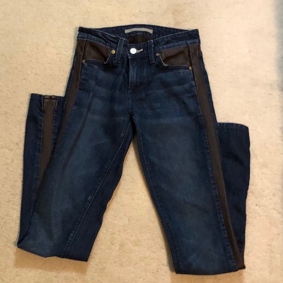 jeans with leather trim